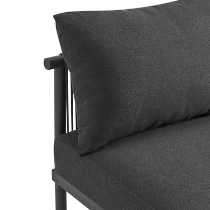 Porta right-arm facing outdoor patio modular sofa with charcoal cushions and dark aluminum frame on Tampa Home & Garden Store