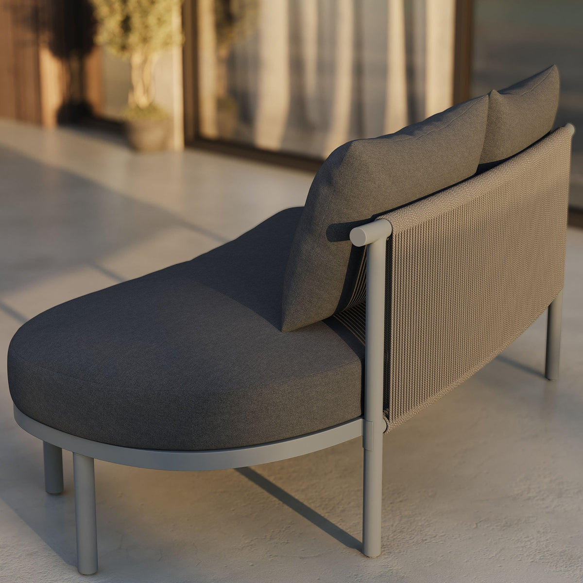 Porta right-arm facing outdoor aluminum modular sofa with gray cushions by Modway on Tampa Home & Garden Store