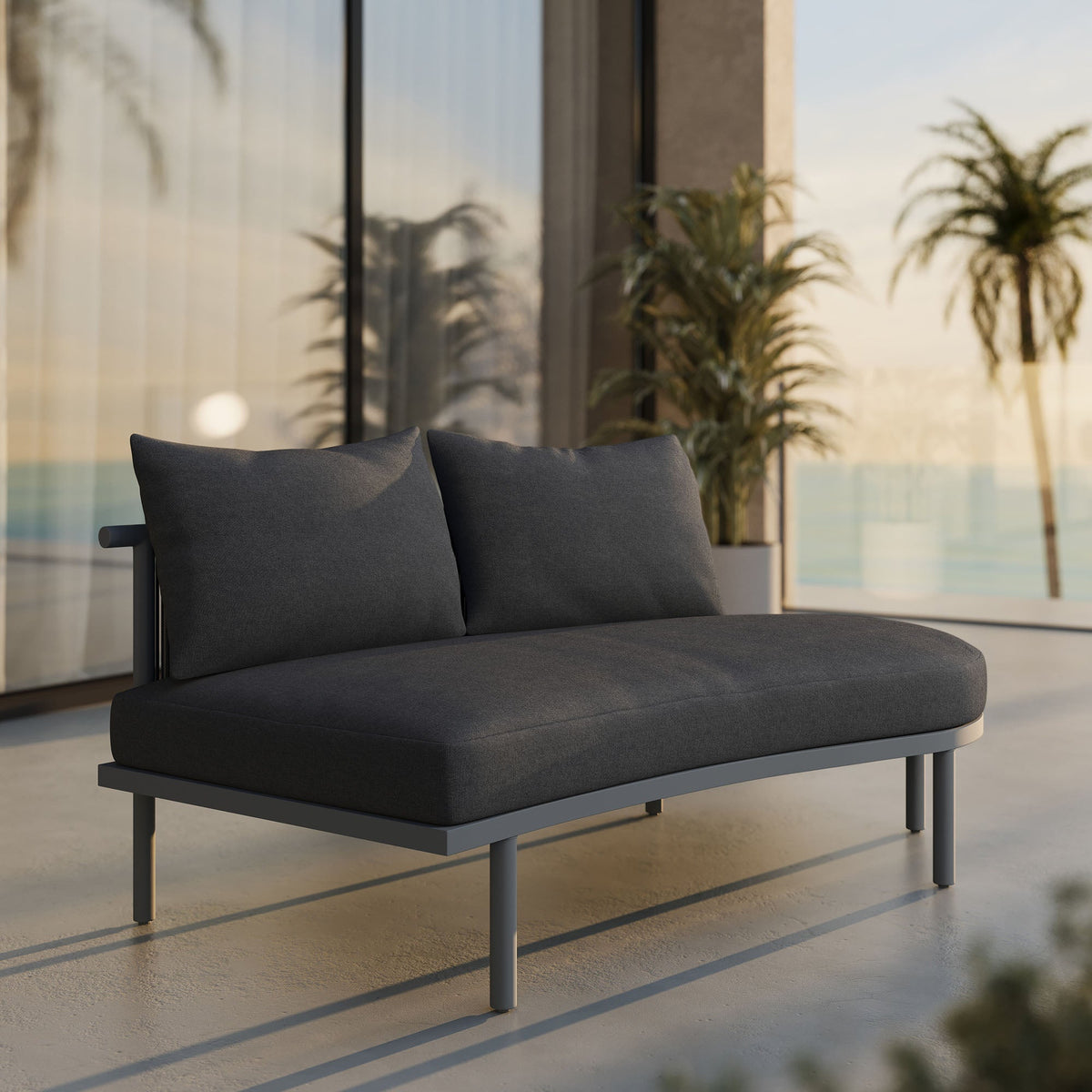 Porta right-arm facing outdoor modular sofa by Modway with dark gray cushions on Tampa Home & Garden Store