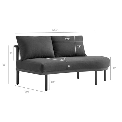 Porta right-arm facing outdoor modular sofa in charcoal gray aluminum frame by Modway on Tampa Home & Garden Store