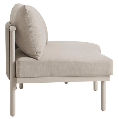 Porta 4 Piece Outdoor Aluminum Modular Sofa Set by Modway beige cushions on white frame on Tampa Home & Garden Store
