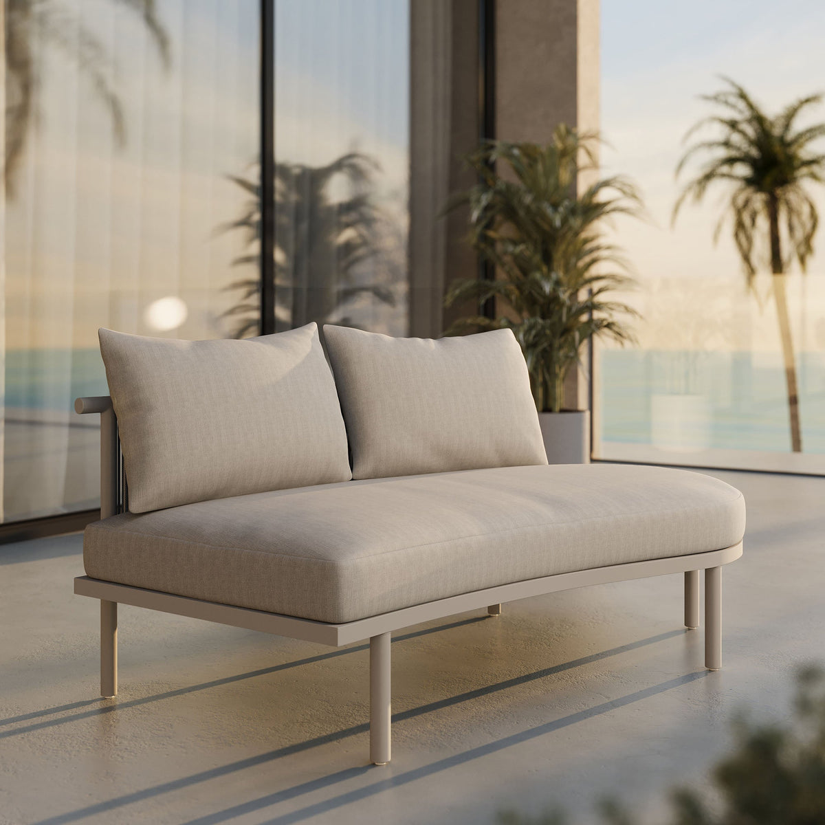 Porta Right-Arm Facing Outdoor Patio Aluminum Modular Sofa with beige cushions by Modway on Tampa Home & Garden Store