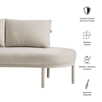 Porta right-arm outdoor modular sofa with powder-coated aluminum frame and beige cushions on Tampa Home & Garden Store