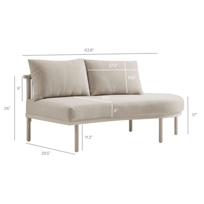 Porta right-arm facing outdoor modular sofa with aluminum frame and beige cushions by Modway on Tampa Home & Garden Store