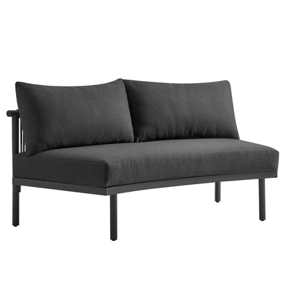 Porta 5 Piece Outdoor Patio Aluminum Modular Sofa Set charcoal gray cushions with black aluminum frame on Tampa Home & Garden Store