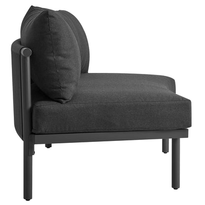 Porta armless outdoor modular sofa piece with aluminum frame and charcoal fabric cushions on Tampa Home & Garden Store