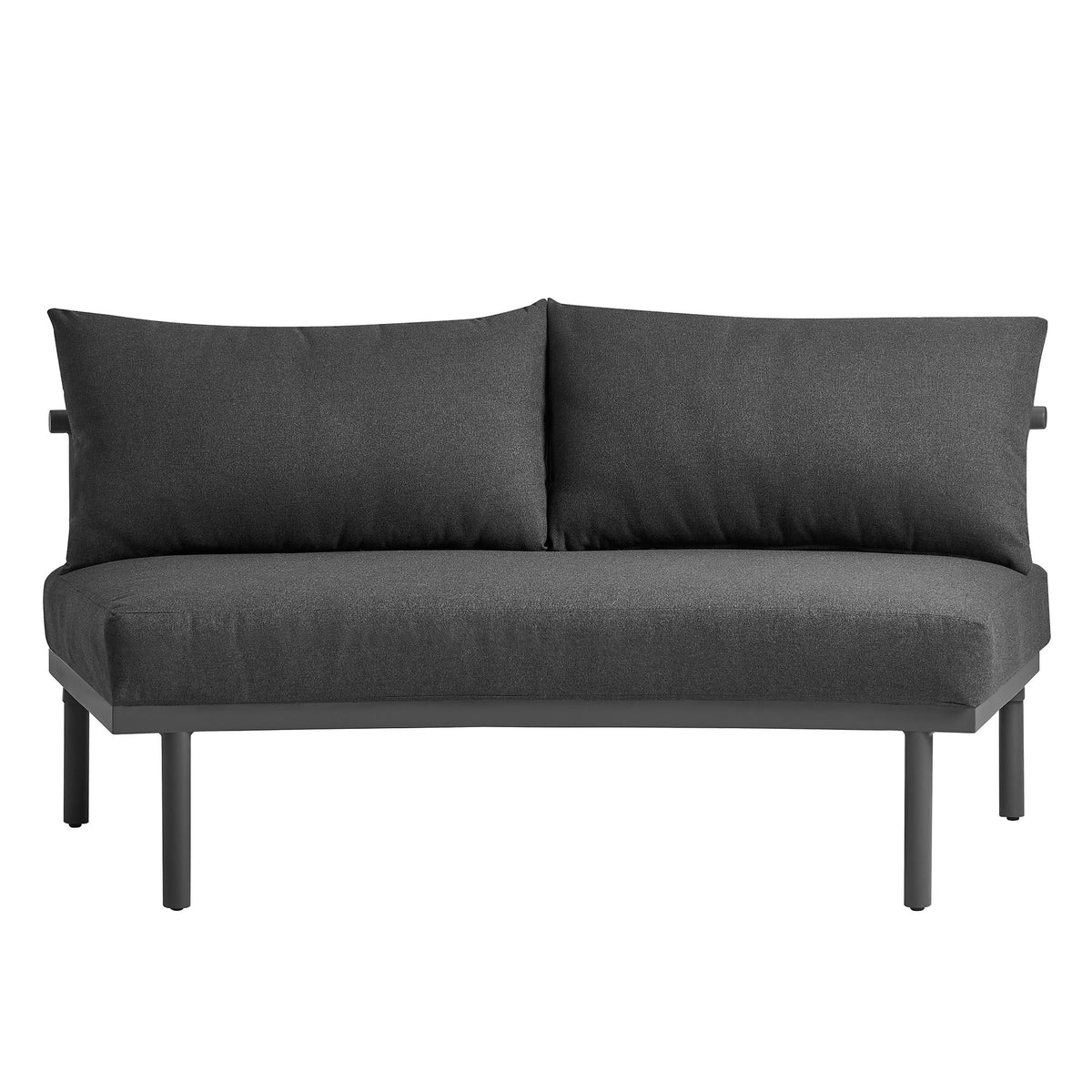 Modway Porta 3-Piece Outdoor Patio Aluminum Modular Sofa with charcoal cushions and black legs on Tampa Home & Garden Store