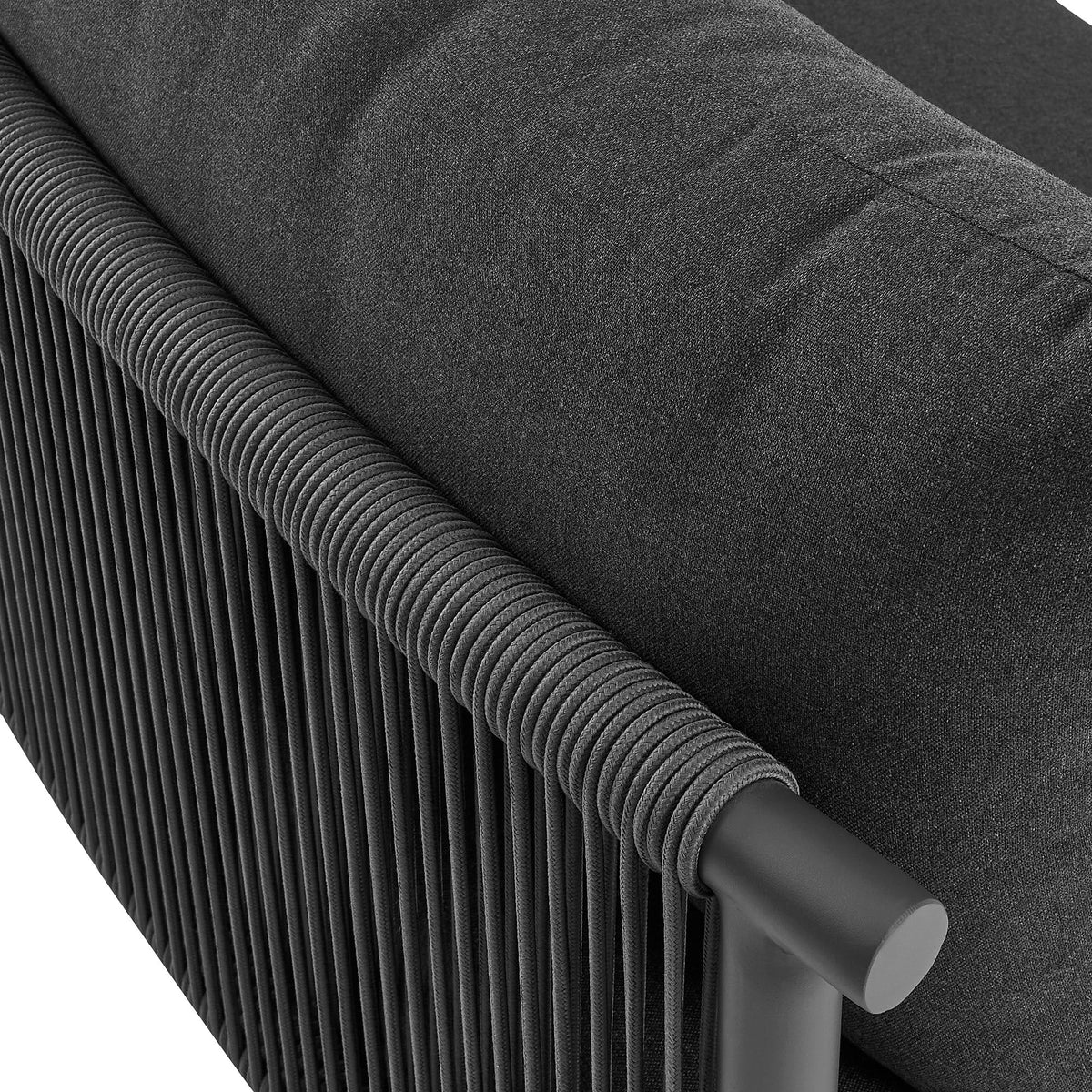Porta Armless Outdoor Aluminum Modular Sofa by Modway; charcoal fabric with rope-wrapped edge on Tampa Home & Garden Store