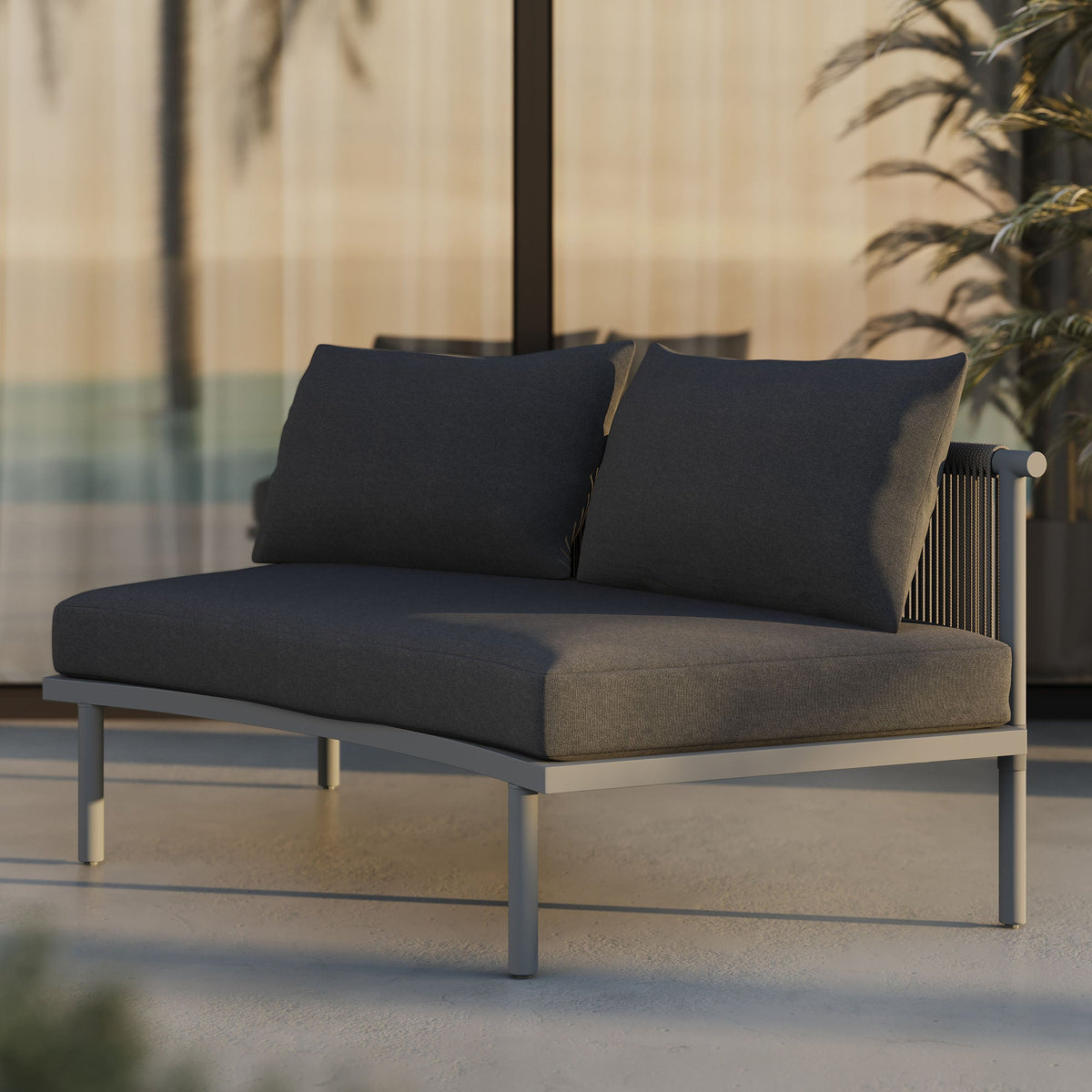 Porta armless outdoor aluminum modular sofa piece with dark charcoal cushions by Modway on Tampa Home & Garden Store