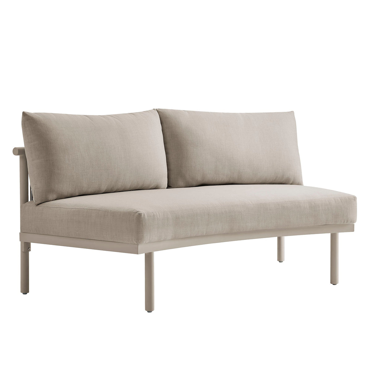Porta Armless Outdoor Aluminum Modular Piece by Modway, beige sofa module with 2 cushions on Tampa Home & Garden Store