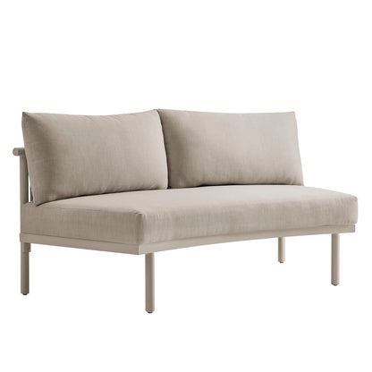 Porta Armless Outdoor Aluminum Modular Piece by Modway, beige sofa module with 2 cushions on Tampa Home & Garden Store