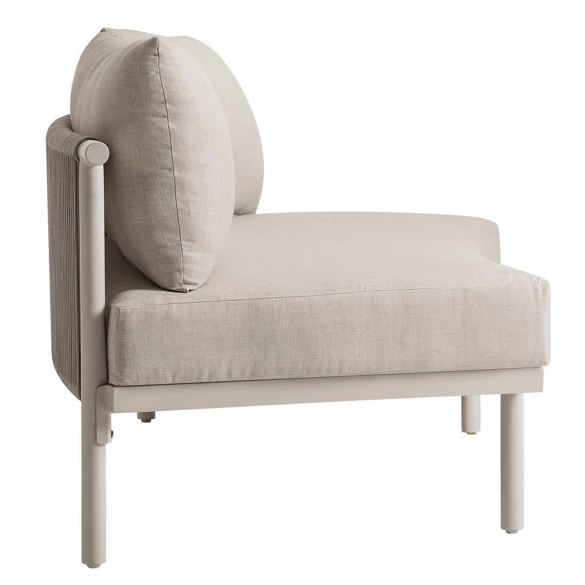 Porta armless outdoor modular chair with beige upholstery and aluminum frame by Modway on Tampa Home & Garden Store