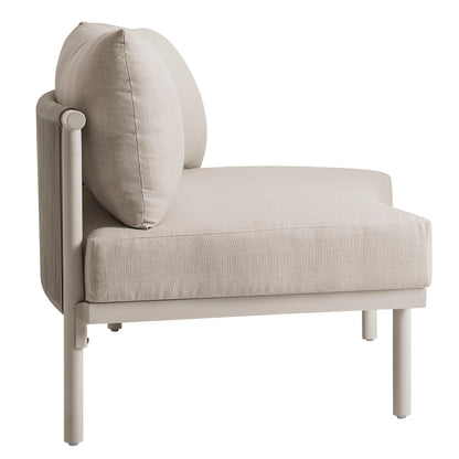 Porta armless outdoor modular chair with beige upholstery and aluminum frame by Modway on Tampa Home & Garden Store