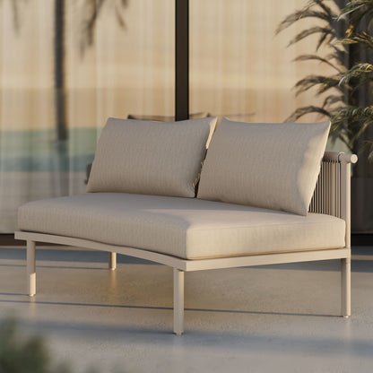 Porta armless outdoor modular sofa beige cushions on white aluminum frame by Modway on Tampa Home & Garden Store