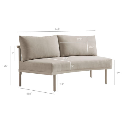 Porta 3-Piece Outdoor Aluminum Modular Sofa by Modway with beige fabric cushions on Tampa Home & Garden Store