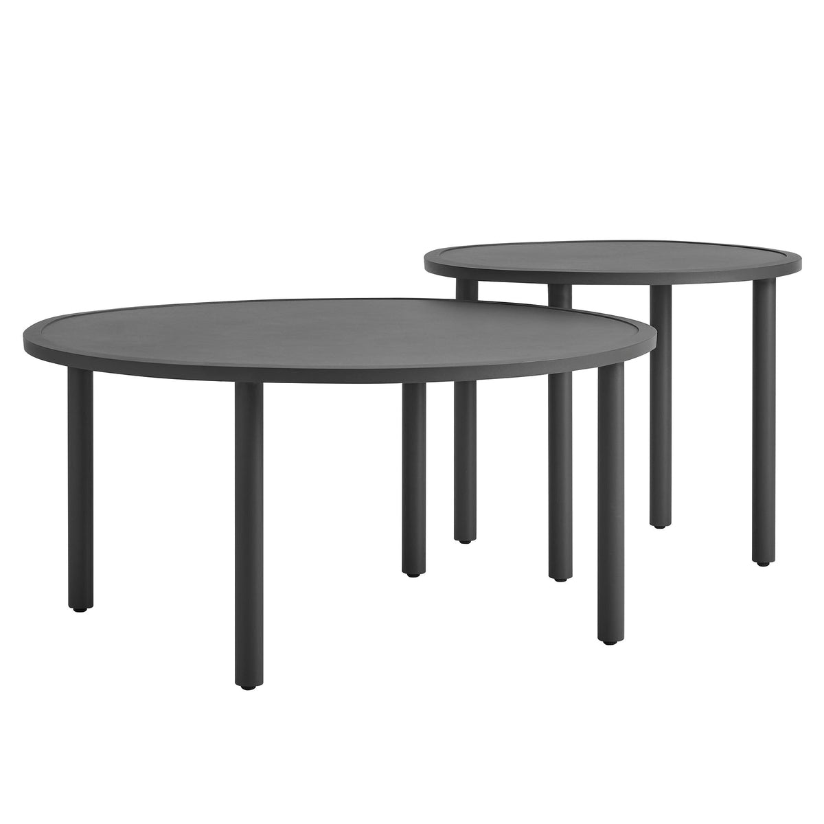 Porta 2pc Nesting Outdoor Patio Aluminum Coffee Table Set by Modway dark gray tops slim legs on Tampa Home & Garden Store