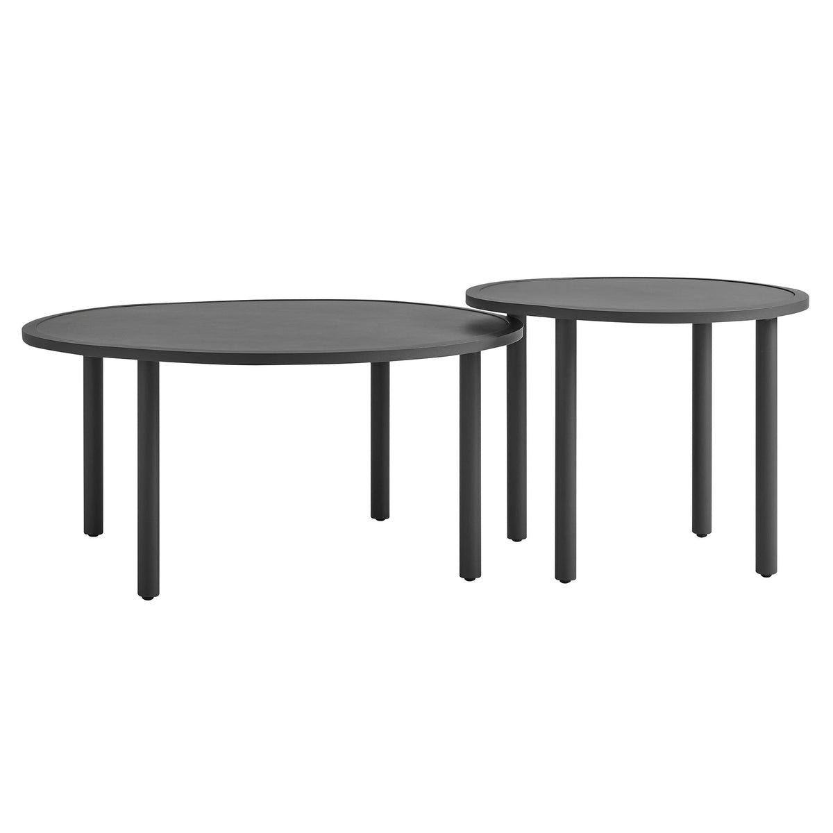 Porta 2-piece nesting outdoor patio aluminum coffee table set by Modway, dark gray frames on Tampa Home & Garden Store