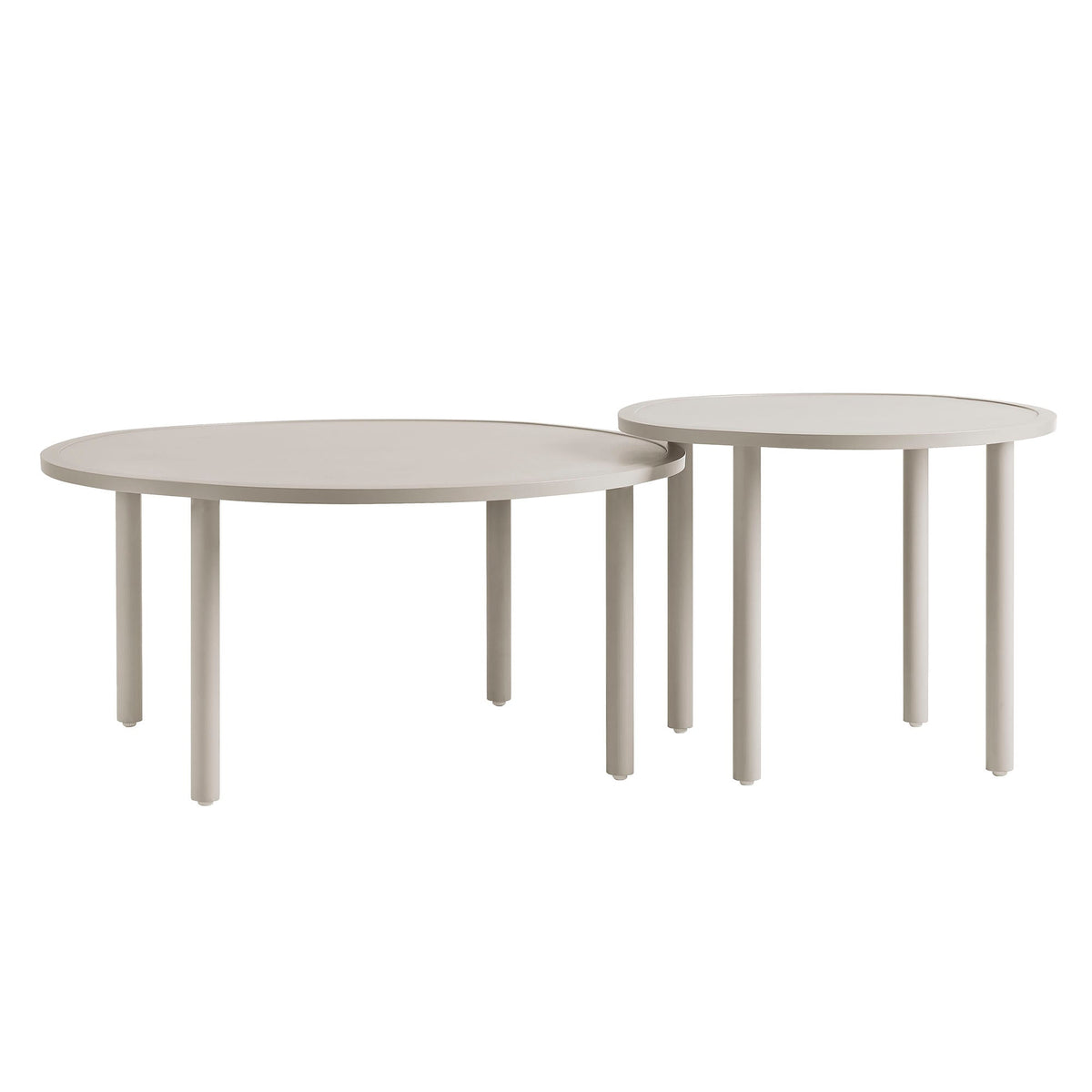 Porta 2-piece nesting outdoor patio aluminum coffee table set in beige, round tops, by Modway on Tampa Home & Garden Store