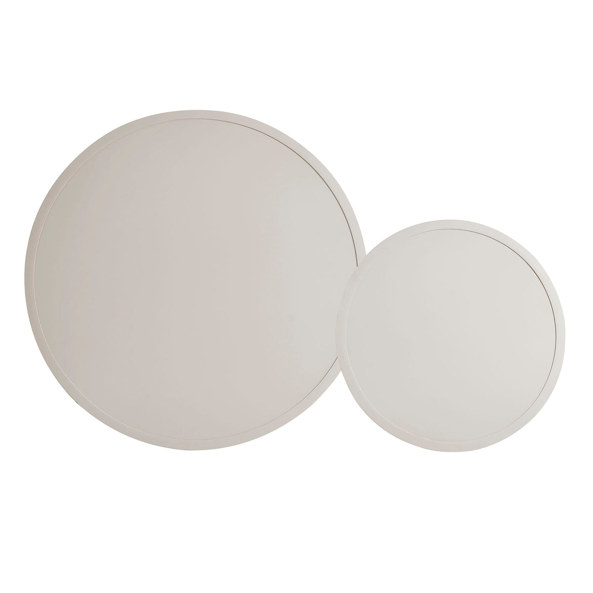 Porta 2-Piece Nesting Outdoor Aluminum Coffee Table Set in beige with round tops, two tables on Tampa Home & Garden Store