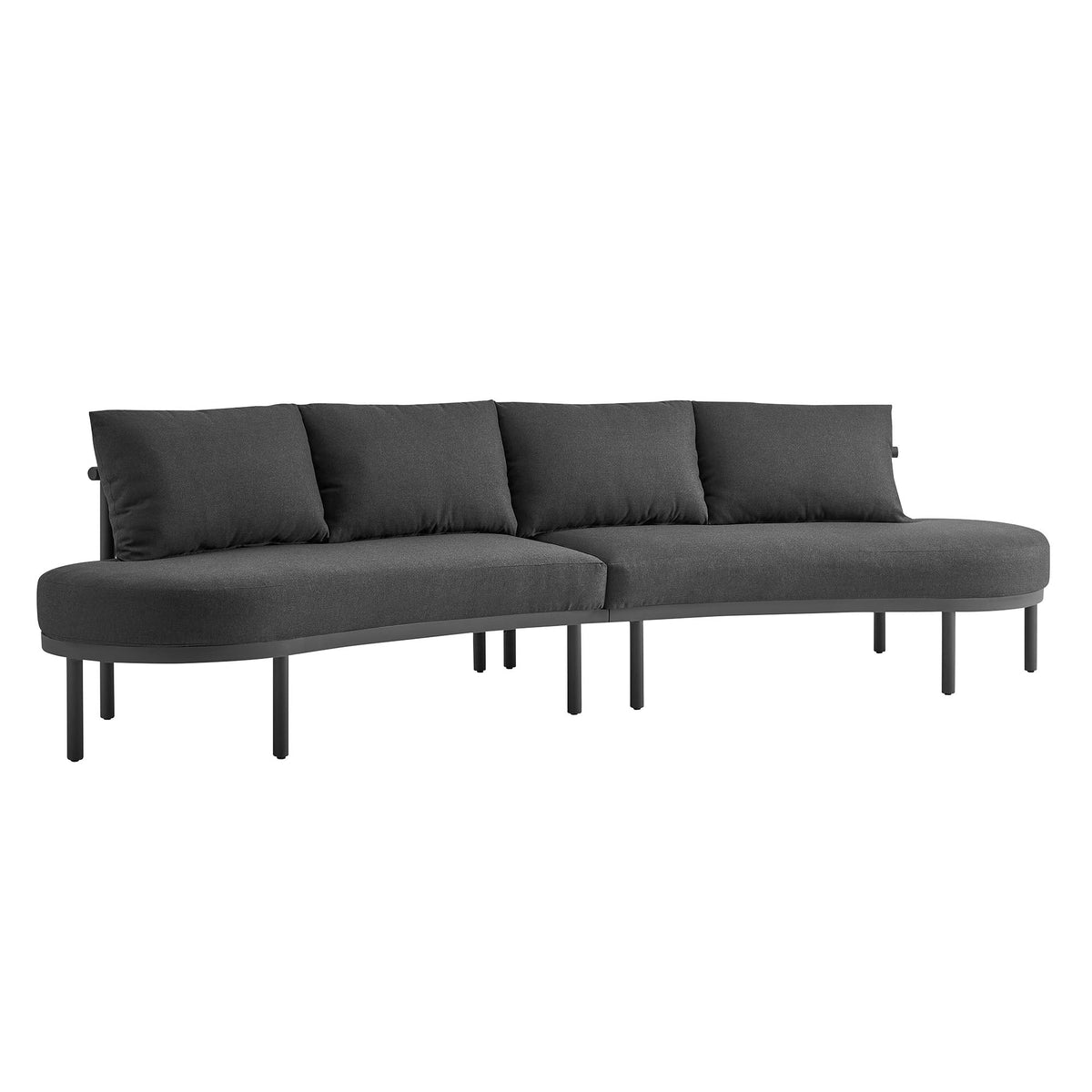 Porta 2-Piece Aluminum Modular Sofa in dark gray fabric with slim steel legs on Tampa Home & Garden Store