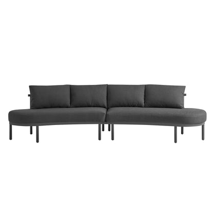 Porta 2-Piece Outdoor Aluminum Modular Sofa with charcoal gray cushions and metal legs on Tampa Home & Garden Store