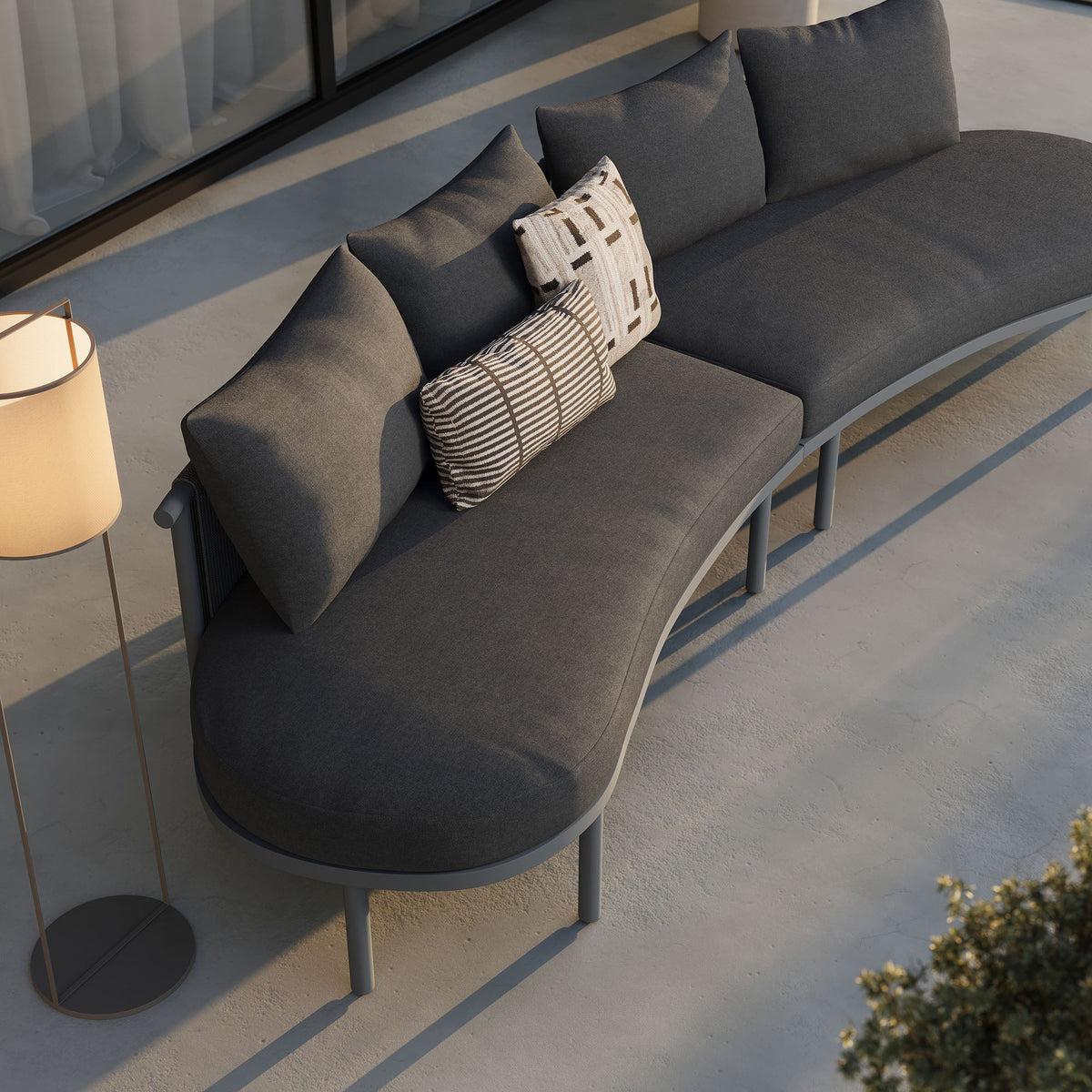 Porta 2 Piece Outdoor Patio Aluminum Modular Sofa by Modway dark gray cushions on Tampa Home & Garden Store