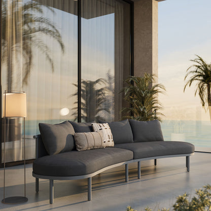 Porta 2 Piece Outdoor Patio Aluminum Modular Sofa with dark gray cushions on Tampa Home & Garden Store