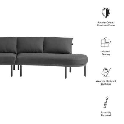 Porta 2Piece Outdoor Aluminum Modular Sofa with dark gray cushions by Modway powder-coated frame on Tampa Home & Garden Store