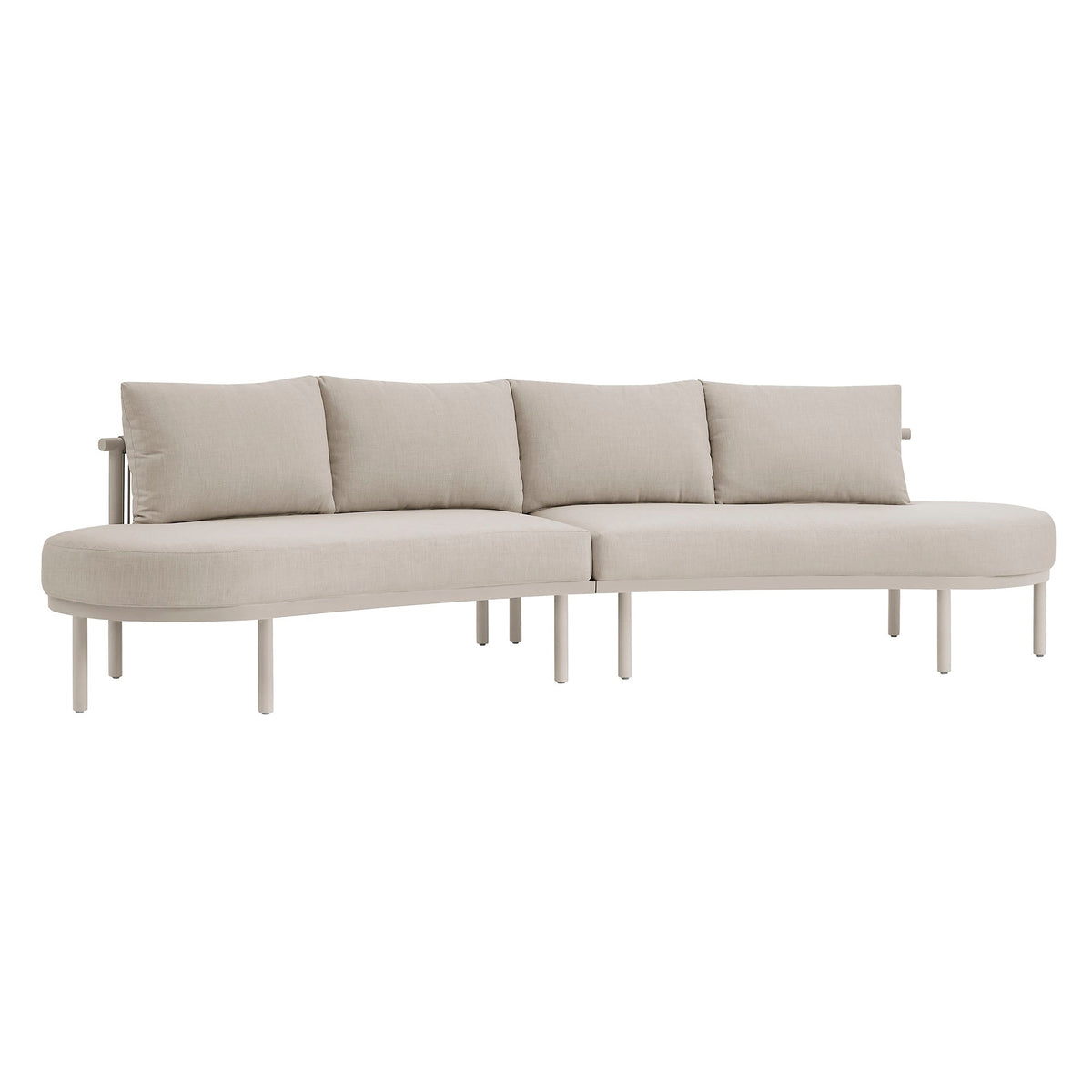 Porta 2-Piece Outdoor Aluminum Modular Sofa beige with metal legs by HouseOfZazla on Tampa Home & Garden Store