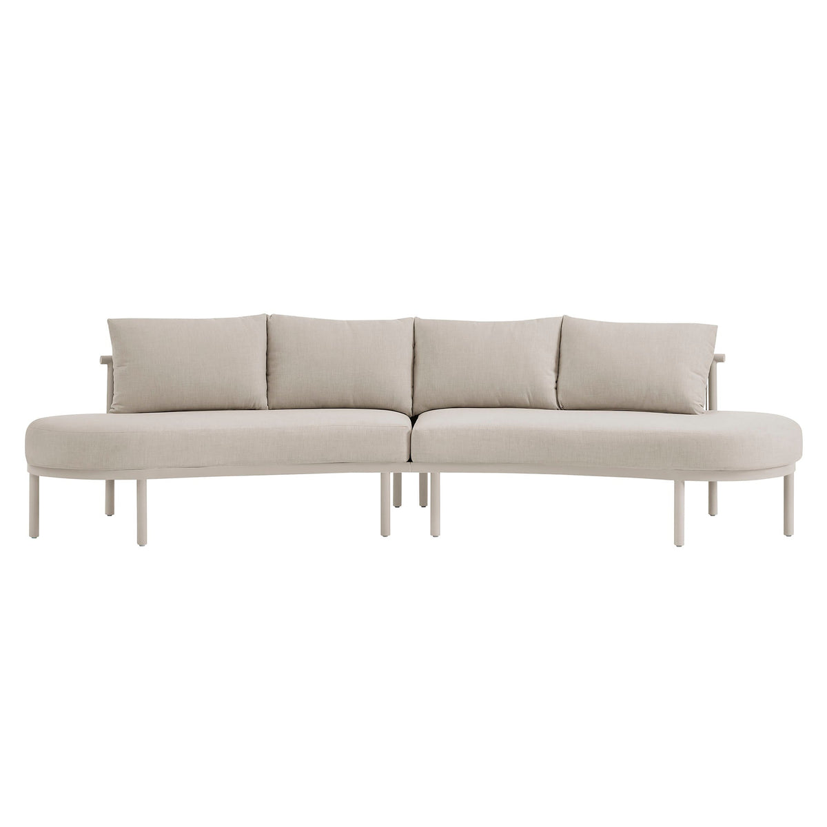 Porta 2 Piece Outdoor Patio Aluminum Modular Sofa with beige cushions and slim legs on Tampa Home & Garden Store