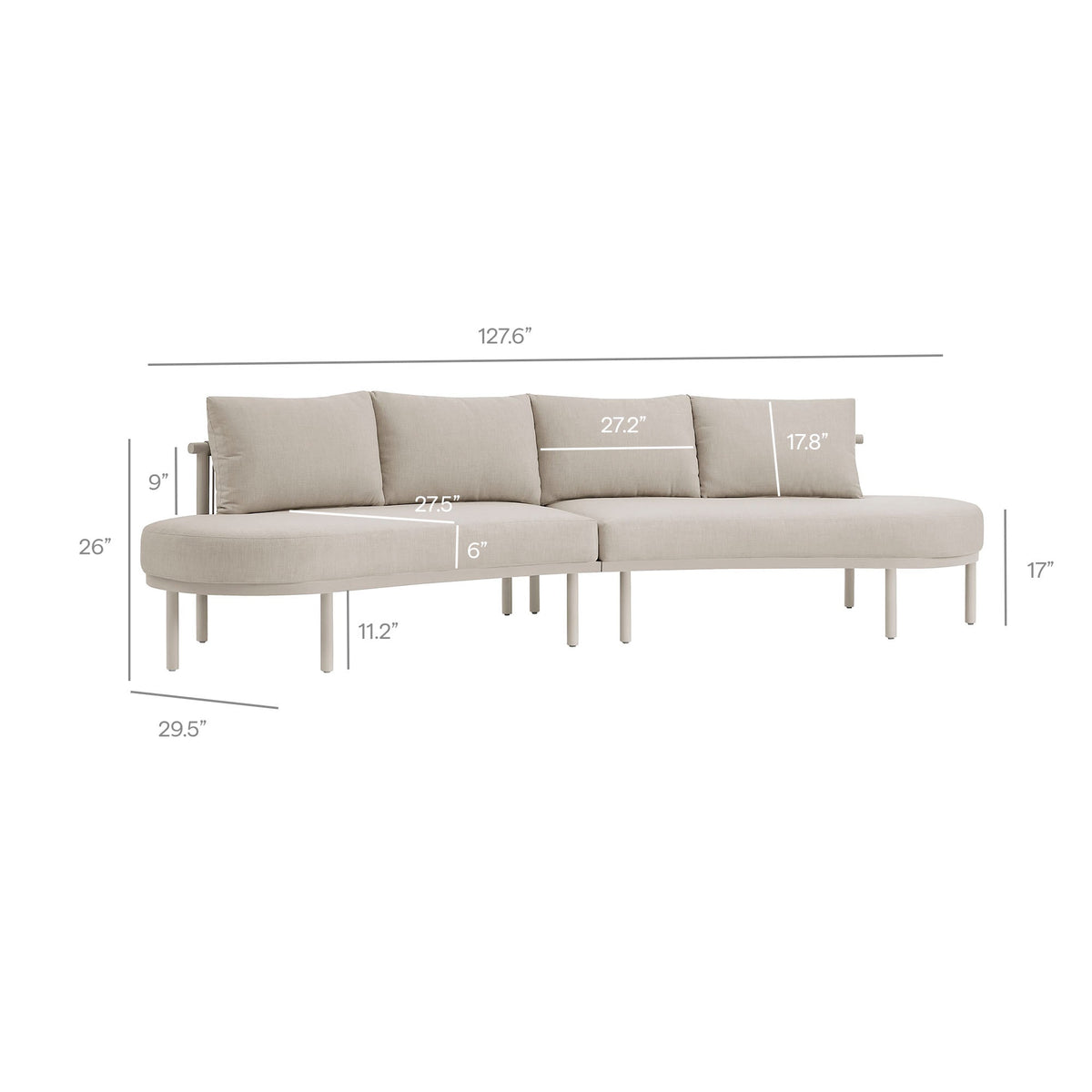 Porta 2-Piece outdoor aluminum modular sofa beige cushions HouseOfZazla on Tampa Home & Garden Store