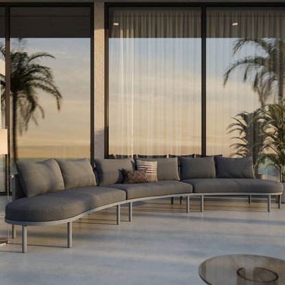 Porta 3-Piece outdoor aluminum modular sofa with dark gray cushions by Modway on Tampa Home & Garden Store