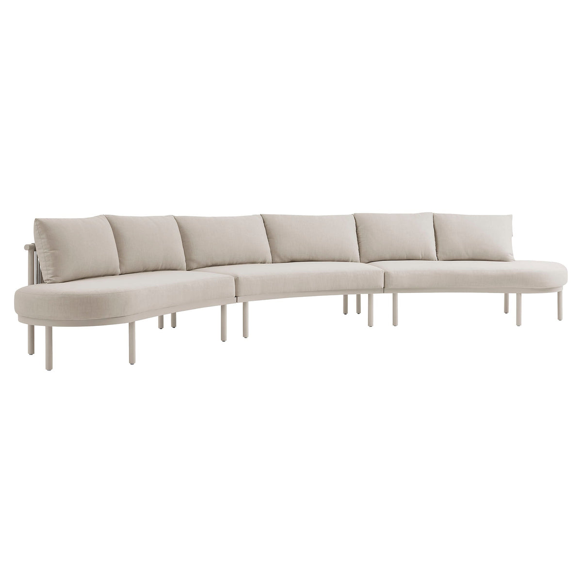 Porta 3 Piece Outdoor Patio Aluminum Modular Sofa beige cushions by Modway on Tampa Home & Garden Store