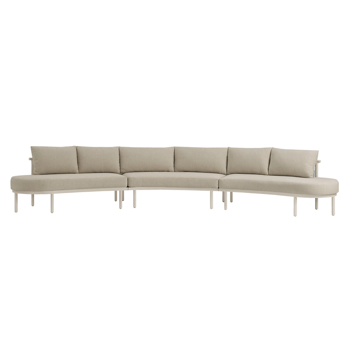Modway Porta 3-piece outdoor aluminum modular sofa with beige cushions and slim legs on Tampa Home & Garden Store