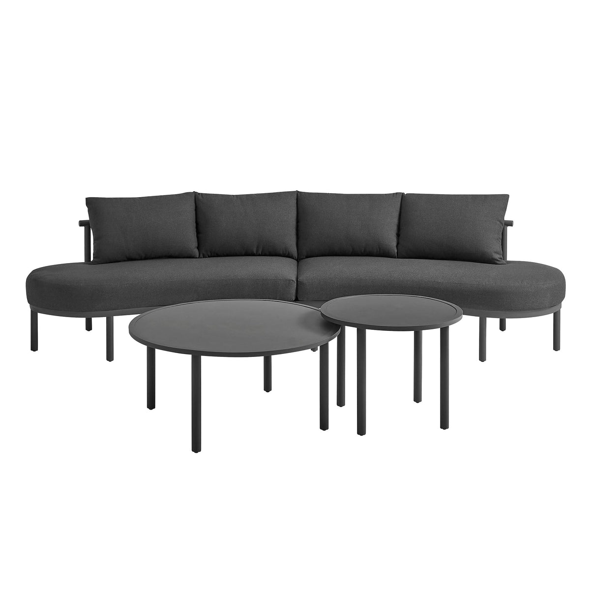 Porta 4 Piece Outdoor Aluminum Modular Sofa Set by Modway with dark gray cushions on Tampa Home & Garden Store