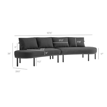 Porta 4-Piece outdoor aluminum modular sofa set with dark gray cushions and slim metal legs on Tampa Home & Garden Store