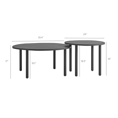 Porta 4-Piece outdoor aluminum modular sofa set two round black coffee tables by Modway HouseOfZazla on Tampa Home & Garden Store