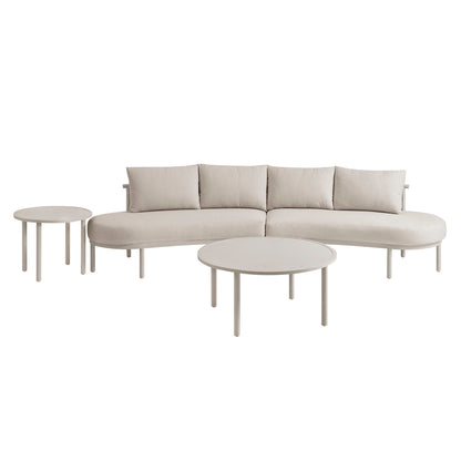 Porta 4-Piece Outdoor Aluminum Modular Sofa Set beige cushions with round tables by Modway on Tampa Home & Garden Store
