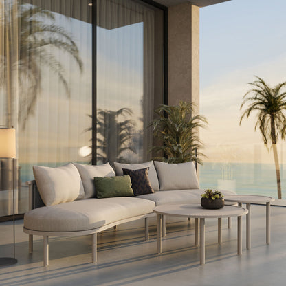 Porta 4-piece aluminum modular sofa set by Modway with cushioned seating and coffee tables on Tampa Home & Garden Store