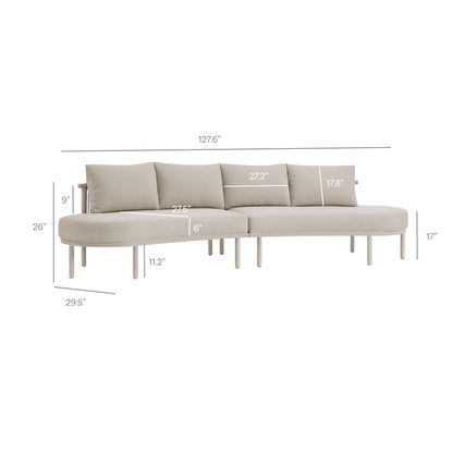 Porta 4-Piece outdoor aluminum modular sofa set with beige cushions by Modway, patio sectional on Tampa Home & Garden Store