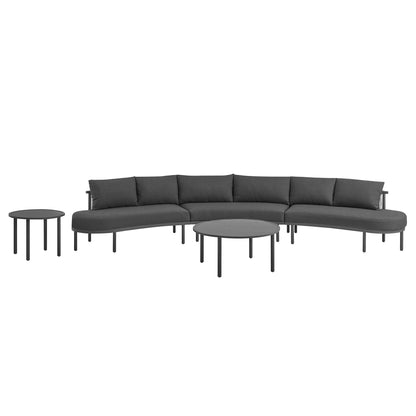 Porta 5-Piece Outdoor Patio Aluminum Modular Sofa Set charcoal cushions with black frame by Modway on Tampa Home & Garden Store