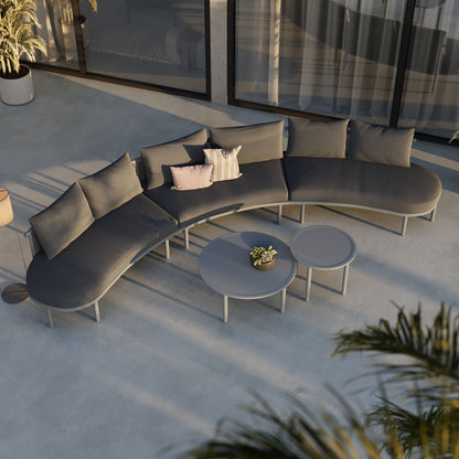 Porta 5 Piece Outdoor Patio Aluminum Modular Sofa Set by Modway with gray cushions on Tampa Home & Garden Store