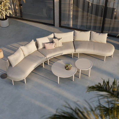 Porta 5-Piece Outdoor Aluminum Modular Sofa Set by Modway, curved beige cushions on Tampa Home & Garden Store