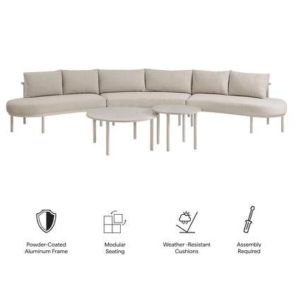 Porta 5-Piece Outdoor Patio Aluminum Modular Sofa Set beige cushions by Modway on Tampa Home & Garden Store