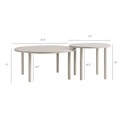 Porta 5 Piece Outdoor Aluminum Modular Sofa Set by Modway, beige round tables on Tampa Home & Garden Store