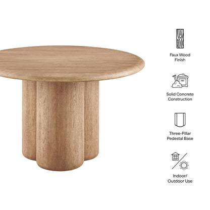 Tori 48 inch round dining table with faux wood finish and three-pillar pedestal base on Tampa Home & Garden Store