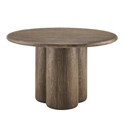 Tori 48 Inch round indoor outdoor dining table with wood grain finish pedestal base Modway on Tampa Home & Garden Store