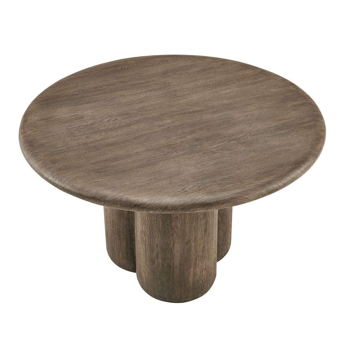 Tori 48-inch round indoor/outdoor patio dining table in dark wood grain with pedestal base by Modway on Tampa Home & Garden Store