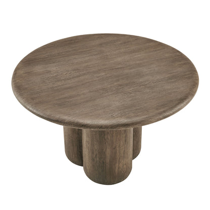 Tori 48-inch round indoor/outdoor patio dining table in dark wood grain with pedestal base by Modway on Tampa Home & Garden Store