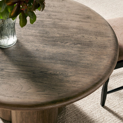 Tori 48 Inch Round Patio Dining Table Modway wood grain brown top with pedestal base on Tampa Home & Garden Store